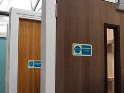 Certified FD30 fire door installed at the entrance of a flat.