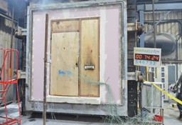 Gerda fire doorset being tested for compliance at a UKAS-accredited facility.